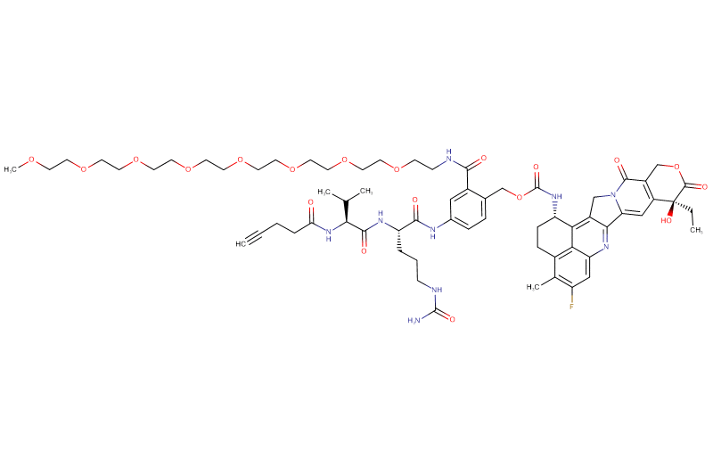 Propargyl-Acetyl-Val-Cit-PAB(m-PEG8)-Exatecan