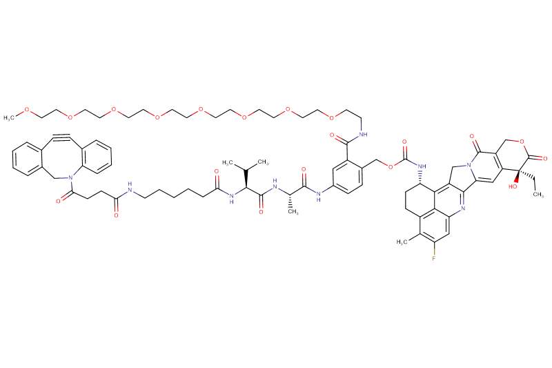 DBCO-Hexanoyl-Val-Ala-PAB(m-PEG8)-Exatecan