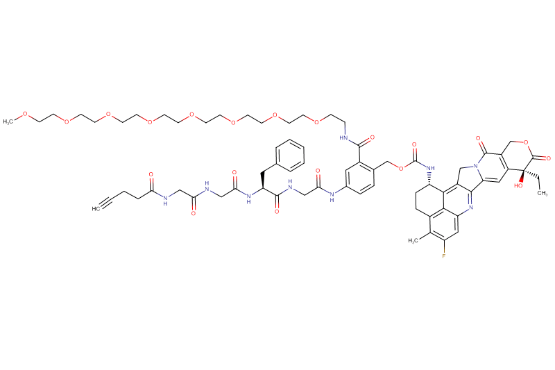 Propargyl-Acetyl-Gly-Gly-Phe-Gly-PAB(m-PEG8)-Exatecan