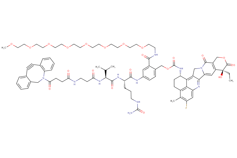 DBCO-Propionyl-Val-Cit-PAB(m-PEG8)-Exatecan
